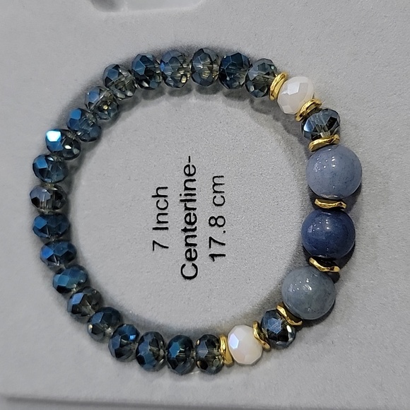 Handmade Blue Ornate Medley Bead Bracelet Set - Picture 6 of 6